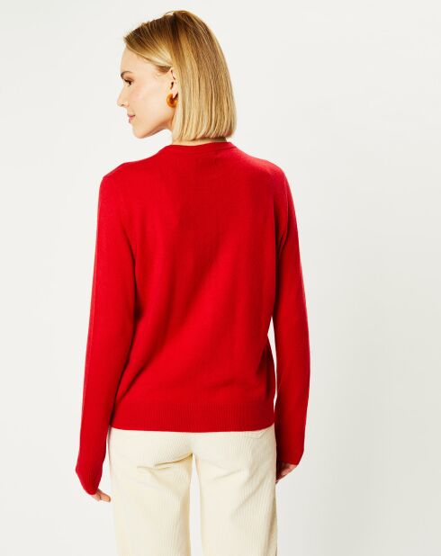 Cardigan 100% Cachemire Facao col rond rouge